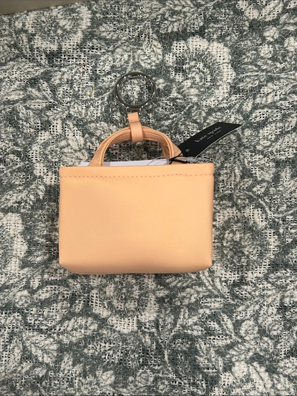 kate spade Peach Mini Tote Key & Card Holder Keychain